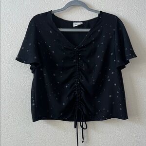 Free Kisses Black Starry Ruched Blouse